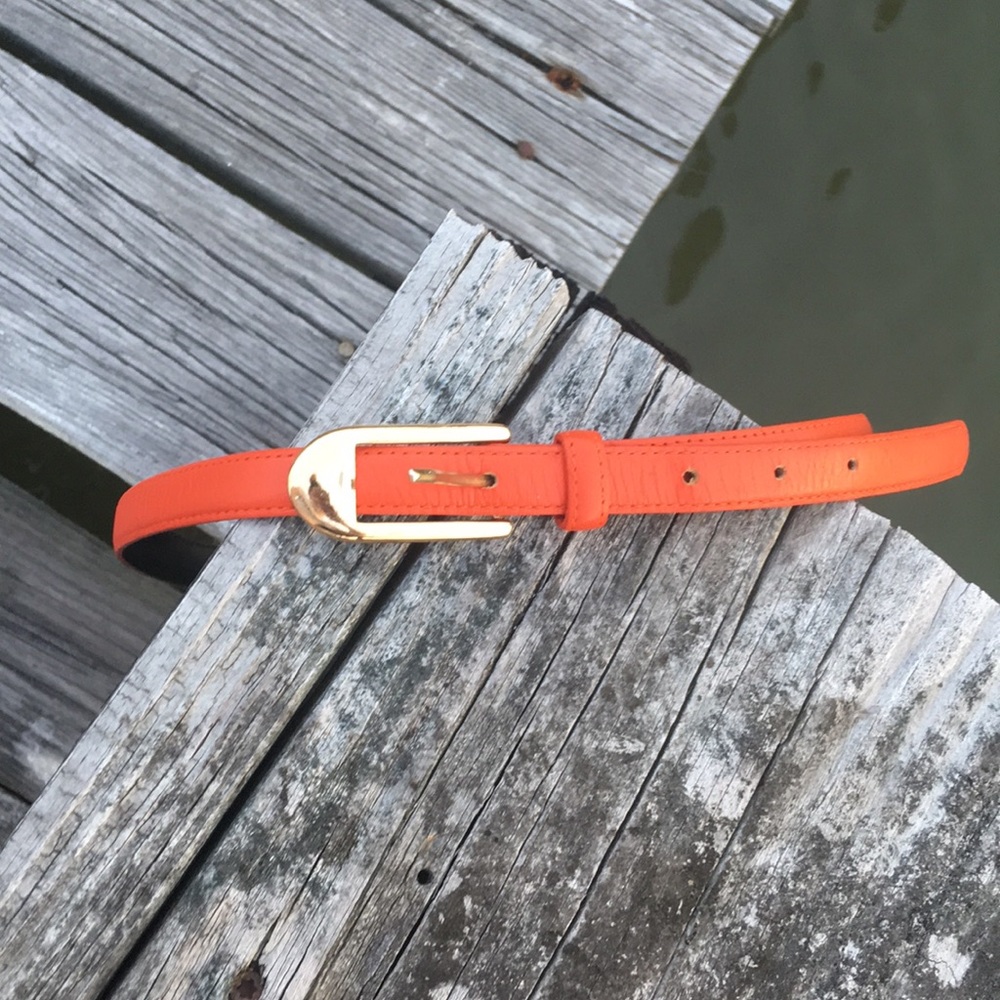Orange leather belt medium M Karen Scott Gold Meduim